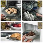 Casa si Gradina - Bucatarie si vesela - Vesela si tacamuri - Farfurii si boluri - Set farfurii 16 piese, pentru 4 persoane, Whirlwind, Cesiro, Alb Ivoire cu negru - Infinity.ro