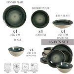 Casa si Gradina - Bucatarie si vesela - Vesela si tacamuri - Farfurii si boluri - Set farfurii 16 piese, pentru 4 persoane, Whirlwind, Cesiro, Alb Ivoire cu negru - Infinity.ro