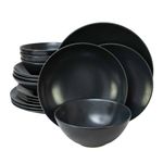 Casa si Gradina - Bucatarie si vesela - Vesela si tacamuri - Farfurii si boluri - Set farfurii 16 piese, pentru 4 persoane, Anthracite, Cesiro, Gri Mat - Infinity.ro