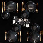 Casa si Gradina - Bucatarie si vesela - Vesela si tacamuri - Farfurii si boluri - Set farfurii 16 piese, pentru 4 persoane, Anthracite, Cesiro, Gri Mat - Infinity.ro