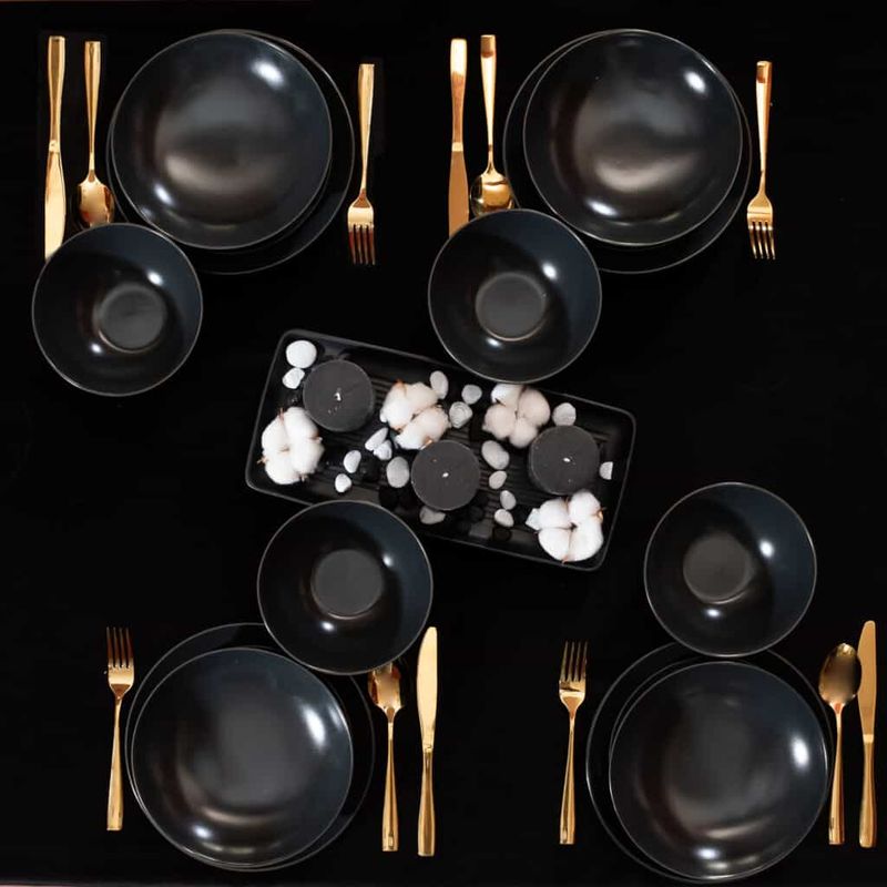 Casa si Gradina - Bucatarie si vesela - Vesela si tacamuri - Farfurii si boluri - Set farfurii 16 piese, pentru 4 persoane, Anthracite, Cesiro, Gri Mat - Infinity.ro