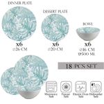 Casa si Gradina - Bucatarie si vesela - Vesela si tacamuri - Farfurii si boluri - Set farfurii 18 piese, 6 persoane, set cu bol- Insieme Foglie Turquoise - Set Veselă Italiană Porțelan - Infinity.ro