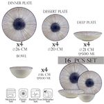 Casa si Gradina - Bucatarie si vesela - Vesela si tacamuri - Farfurii si boluri - Set farfurii 16 piese, 4 persoane-Ensemble Eleganza Blu - Set Veselă Italiană Porțelan - Infinity.ro