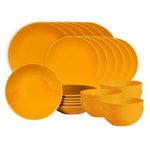 Casa si Gradina - Bucatarie si vesela - Vesela si tacamuri - Farfurii si boluri - Set farfurii 24 piese, pentru 6 persoane, Sun, Cesiro, Galben Lucios - Infinity.ro