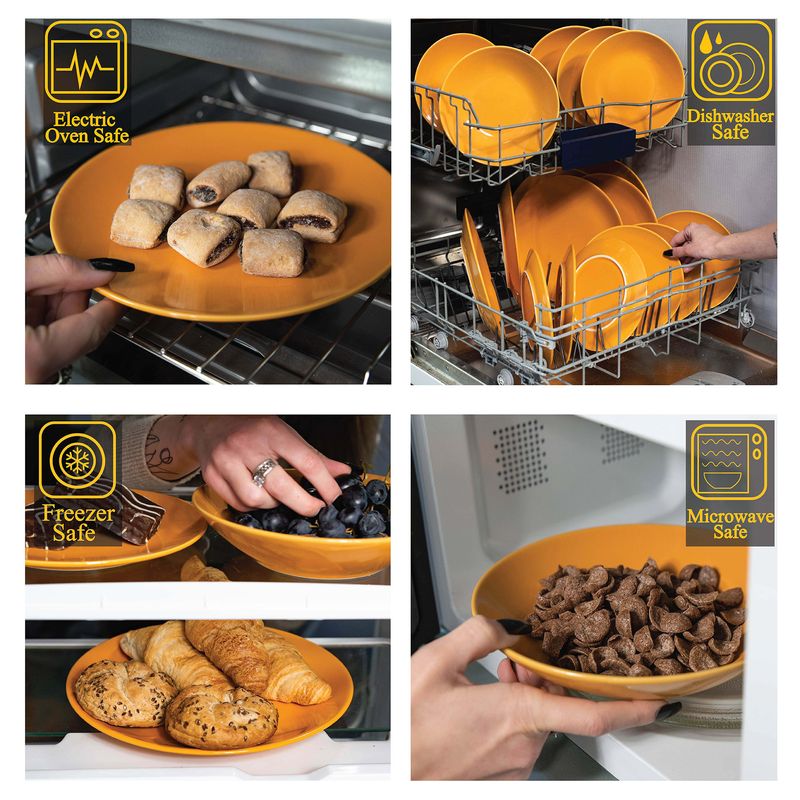 Casa si Gradina - Bucatarie si vesela - Vesela si tacamuri - Farfurii si boluri - Set farfurii 24 piese, pentru 6 persoane, Sun, Cesiro, Galben Lucios - Infinity.ro