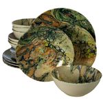 Casa si Gradina - Bucatarie si vesela - Vesela si tacamuri - Farfurii si boluri - Set farfurii 16 piese, pentru 4 persoane, Abstract Art, Cesiro, Multicolor - Infinity.ro