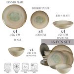 Casa si Gradina - Bucatarie si vesela - Vesela si tacamuri - Farfurii si boluri - Set farfurii 16 piese, pentru 4 persoane, Shell, Cesiro, Crem deschis cu margine maro - Infinity.ro