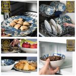 Casa si Gradina - Bucatarie si vesela - Vesela si tacamuri - Farfurii si boluri - Set farfurii 24 piese, pentru 6 persoane, Hawaii, Cesiro, Alb ivoire cu frunze albastru inchis - Infinity.ro