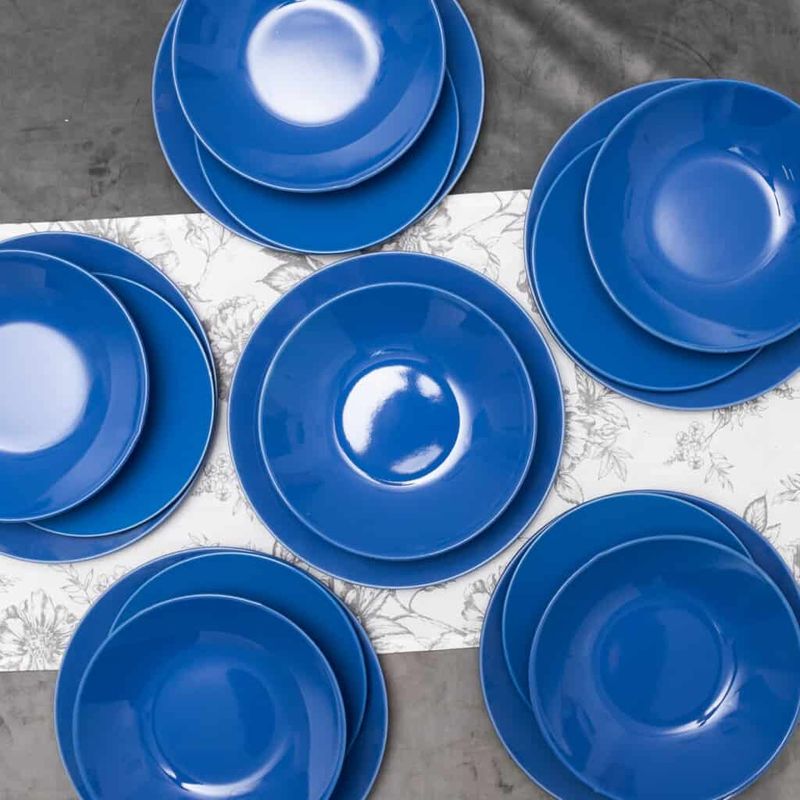 Casa si Gradina - Bucatarie si vesela - Vesela si tacamuri - Farfurii si boluri - Set farfurii 18 piese, pentru 6 persoane, Blue sky, Cesiro, Albastru - Infinity.ro
