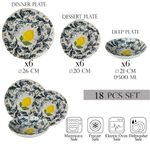 Casa si Gradina - Bucatarie si vesela - Vesela si tacamuri - Farfurii si boluri - Set farfurii 18 piese, 6 persoane, set cu farfurie adancă-Ensemble Limone Elegante - Set Veselă Italiană Porțelan - Infinity.ro