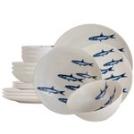 Casa si Gradina - Bucatarie si vesela - Vesela si tacamuri - Farfurii si boluri - Set farfurii 16 piese, pentru 4 persoane, Eleganta Marina, Cesiro, Alb decor sardine - Infinity.ro