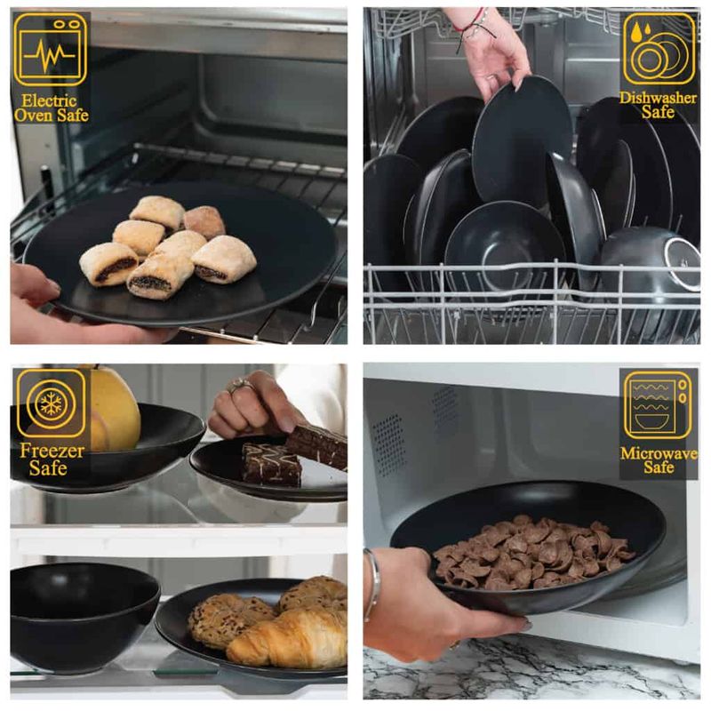 Casa si Gradina - Bucatarie si vesela - Vesela si tacamuri - Farfurii si boluri - Set farfurii 24 piese, pentru 6 persoane, Anthracite, Cesiro, Gri Mat - Infinity.ro