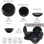 Casa si Gradina - Bucatarie si vesela - Vesela si tacamuri - Farfurii si boluri - Set farfurii 24 piese, pentru 6 persoane, Anthracite, Cesiro, Gri Mat - Infinity.ro