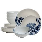 Casa si Gradina - Bucatarie si vesela - Vesela si tacamuri - Farfurii si boluri - Set farfurii 18 piese, pentru 6 persoane, Maritim Oceanic, Cesiro, Alb cu model carcatita - Infinity.ro