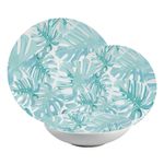 Casa si Gradina - Bucatarie si vesela - Vesela si tacamuri - Farfurii si boluri - Set farfurii 12 piese, 4 persoane, set cu farfurie adancă- Insieme Foglie Turquoise - Set Veselă Italiană Porțelan - Infinity.ro