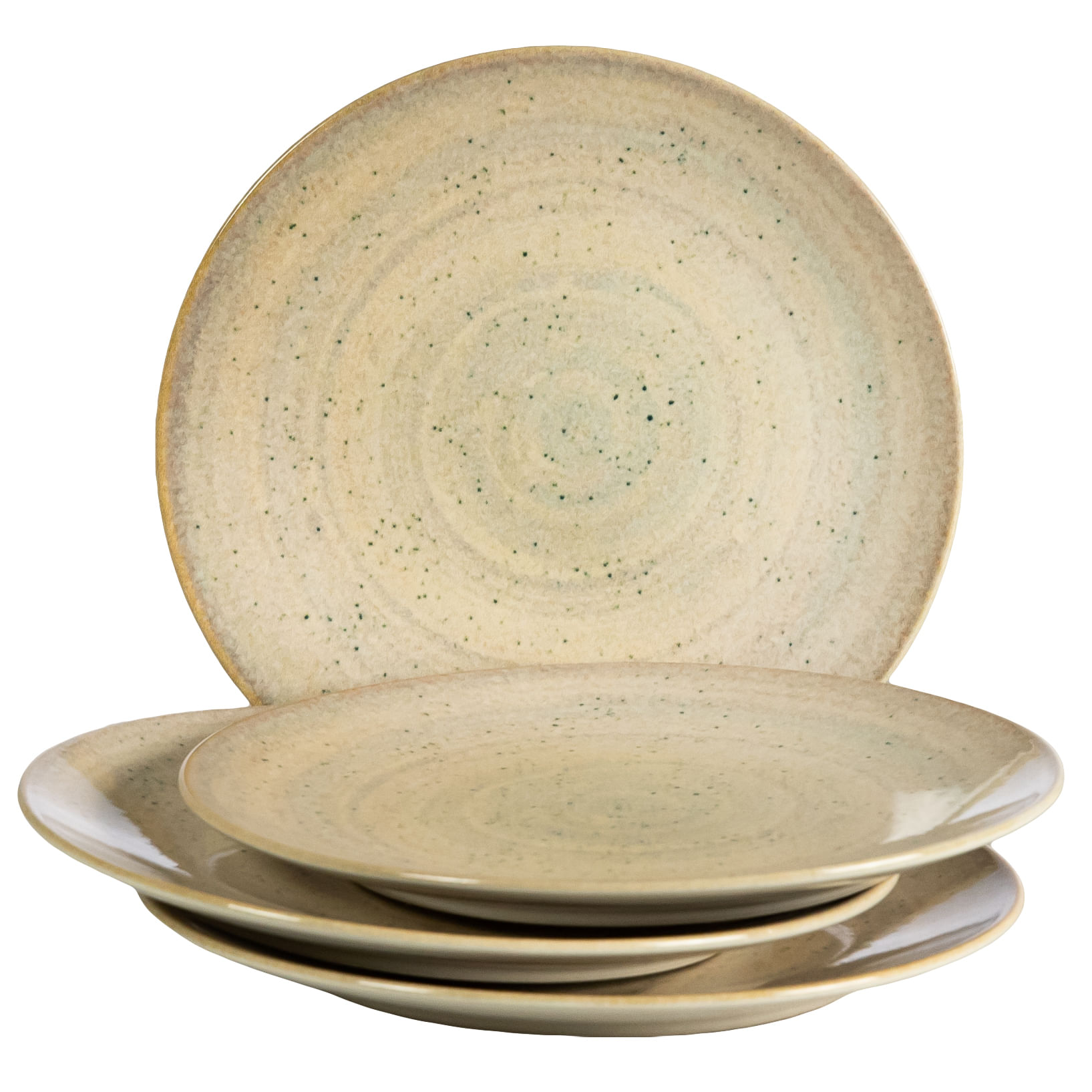 Set Farfurii Întinse 4 Piese, Shell, Ceramică, Fabricat in Romania, Cesiro, Crem deschis