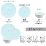 Casa si Gradina - Bucatarie si vesela - Vesela si tacamuri - Farfurii si boluri - Set farfurii 12 piese, 4 persoane, set cu bol- Ensemble Azure Spirale - Set Veselă Italiană Porțelan - Infinity.ro