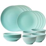 Casa si Gradina - Bucatarie si vesela - Vesela si tacamuri - Farfurii si boluri - Set farfurii 16 piese, pentru 4 persoane, Peppermint, Cesiro, Verde Menta Mat - Infinity.ro