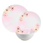 Casa si Gradina - Bucatarie si vesela - Vesela si tacamuri - Farfurii si boluri - Set farfurii 18 piese, 6 persoane, set cu bol- Insieme Fiori Rosa - Set Veselă Italiană Porțelan - Infinity.ro