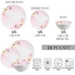 Casa si Gradina - Bucatarie si vesela - Vesela si tacamuri - Farfurii si boluri - Set farfurii 18 piese, 6 persoane, set cu bol- Insieme Fiori Rosa - Set Veselă Italiană Porțelan - Infinity.ro