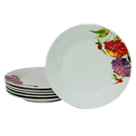 Casa si Gradina - Bucatarie si vesela - Vesela si tacamuri - Farfurii si boluri - Set Elegant de 6 Farfurii Desert din Porțelan cu Motive Florale - Infinity.ro