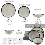 Casa si Gradina - Bucatarie si vesela - Vesela si tacamuri - Farfurii si boluri - Set farfurii 16 piese, pentru 4 persoane, Anchor, Cesiro, Alb Ivoire cu albastru - Infinity.ro