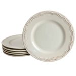 Casa si Gradina - Bucatarie si vesela - Vesela si tacamuri - Farfurii si boluri - Set 6 farfurii desert cu model pe margine, Ø 20 cm, Crem Ivoire Vintage - Infinity.ro