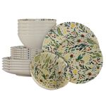 Casa si Gradina - Bucatarie si vesela - Vesela si tacamuri - Farfurii si boluri - Set farfurii 18 piese, pentru 6 persoane, Vintage, Cesiro, Alb decor flori si frunze - Infinity.ro