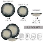 Casa si Gradina - Bucatarie si vesela - Vesela si tacamuri - Farfurii si boluri - Set farfurii 12 piese, 4 persoane, set cu farfurie adancă- Ensemble Dolce Sogno - Set Veselă Italiană Porțelan - Infinity.ro