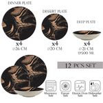Casa si Gradina - Bucatarie si vesela - Vesela si tacamuri - Farfurii si boluri - Set farfurii 12 piese, 4 persoane, set cu farfurie adancă- Ensemble Marmura Bronzata - Set Veselă Italiană Porțelan - Infinity.ro
