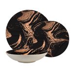 Casa si Gradina - Bucatarie si vesela - Vesela si tacamuri - Farfurii si boluri - Set farfurii 12 piese, 4 persoane, set cu farfurie adancă- Ensemble Marmura Bronzata - Set Veselă Italiană Porțelan - Infinity.ro