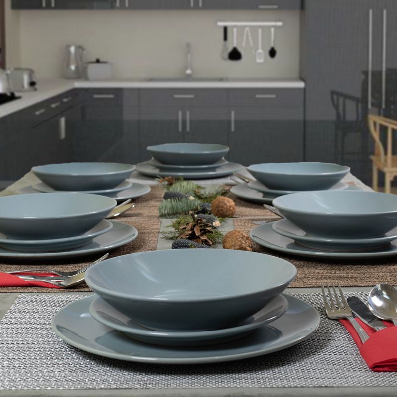 Casa si Gradina - Bucatarie si vesela - Vesela si tacamuri - Farfurii si boluri - Set farfurii 18 piese, pentru 6 persoane, Ash, Cesiro, Gri-Albastrui - Infinity.ro