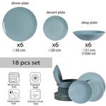 Casa si Gradina - Bucatarie si vesela - Vesela si tacamuri - Farfurii si boluri - Set farfurii 18 piese, pentru 6 persoane, Ash, Cesiro, Gri-Albastrui - Infinity.ro
