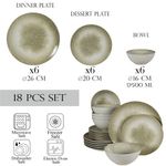 Casa si Gradina - Bucatarie si vesela - Vesela si tacamuri - Farfurii si boluri - Set farfurii 18 piese, pentru 6 persoane, Silver, Cesiro, Alb Ivoire lucios cu gri - Infinity.ro