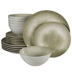 Casa si Gradina - Bucatarie si vesela - Vesela si tacamuri - Farfurii si boluri - Set farfurii 18 piese, pentru 6 persoane, Silver, Cesiro, Alb Ivoire lucios cu gri - Infinity.ro