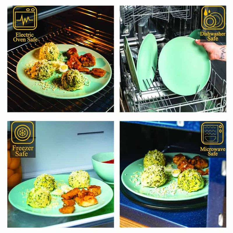 Casa si Gradina - Bucatarie si vesela - Vesela si tacamuri - Farfurii si boluri - Culorile Prospețimii: Set 4 Farfurii Verde Menta Lucios - Infinity.ro