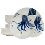Casa si Gradina - Bucatarie si vesela - Vesela si tacamuri - Farfurii si boluri - Set farfurii 18 piese, pentru 6 persoane, Dansul Tentaculelor, Cesiro, Alb decor meduza - Infinity.ro