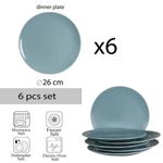 Casa si Gradina - Bucatarie si vesela - Vesela si tacamuri - Farfurii si boluri - Eleganță în Fiecare Detaliu: Set 6 farfurii intinse gri albastrui - Infinity.ro