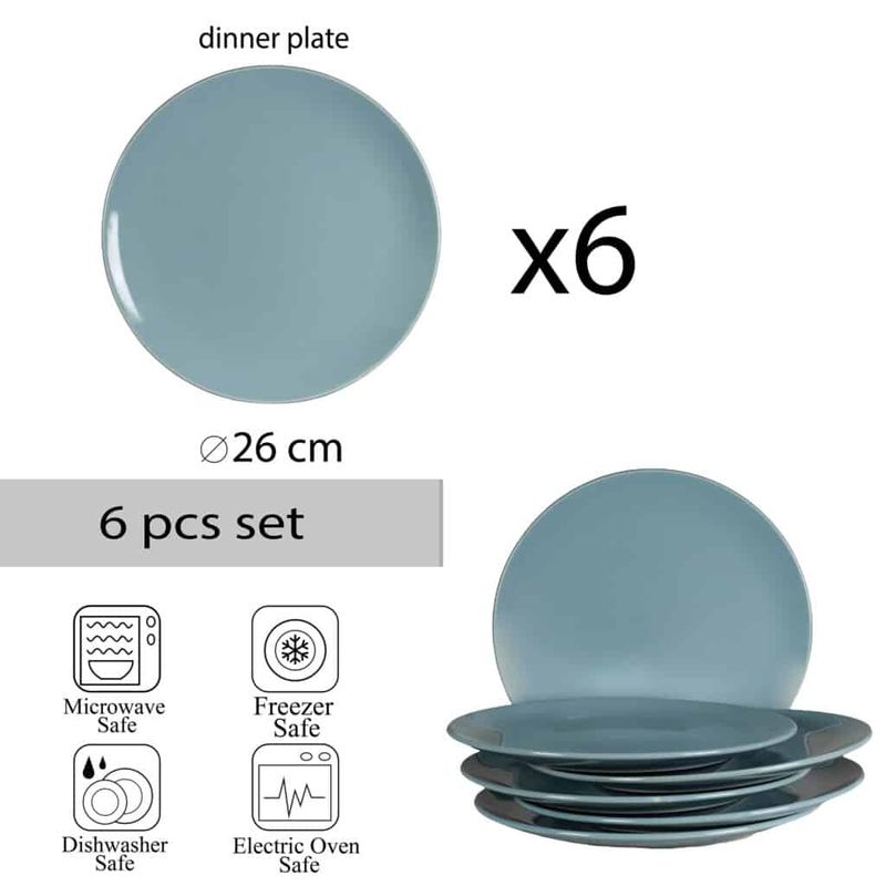 Casa si Gradina - Bucatarie si vesela - Vesela si tacamuri - Farfurii si boluri - Eleganță în Fiecare Detaliu: Set 6 farfurii intinse gri albastrui - Infinity.ro