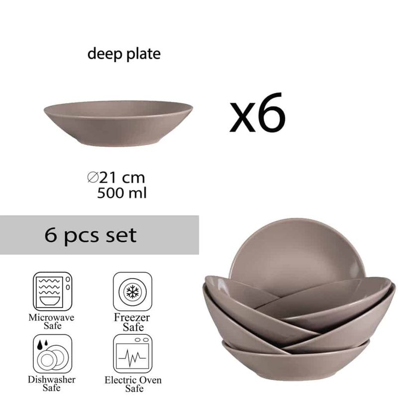 Casa si Gradina - Bucatarie si vesela - Vesela si tacamuri - Farfurii si boluri - Elevați Gustul: Setul de 6 Farfurii Adânci Crem Latte - Infinity.ro