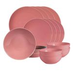 Casa si Gradina - Bucatarie si vesela - Vesela si tacamuri - Farfurii si boluri - Set farfurii 16 piese, pentru 4 persoane, Glossy Pink, Cesiro, Roz Mat - Infinity.ro