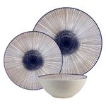 Casa si Gradina - Bucatarie si vesela - Vesela si tacamuri - Farfurii si boluri - Set farfurii 12 piese, 4 persoane, set cu bol-Ensemble Eleganza Blu - Set Veselă Italiană Porțelan - Infinity.ro