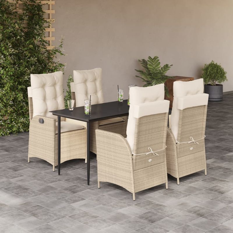 Casa si Gradina - Gradina si terasa - Mobilier exterior - Seturi mobila gradina - Set mobilier de gradina cu perne, 5 piese, bej, poliratan - Infinity.ro
