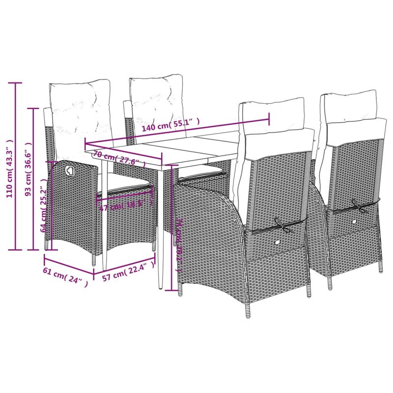 Casa si Gradina - Gradina si terasa - Mobilier exterior - Seturi mobila gradina - Set mobilier de gradina cu perne, 5 piese, bej, poliratan - Infinity.ro
