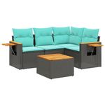 Casa si Gradina - Gradina si terasa - Mobilier exterior - Seturi mobila gradina - Set mobilier de gradina cu perne, 5 piese, negru, poliratan - Infinity.ro