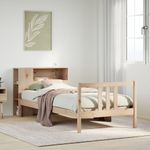 Casa si Gradina - Mobilier - Paturi si accesorii - Paturi - Pat cu biblioteca fara saltea, 75x190 cm, lemn masiv de pin - Infinity.ro