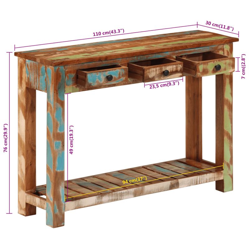Casa si Gradina - Mobilier - Comode si corpuri - Console - Masa consola, 110x30x76 cm, lemn masiv reciclat - Infinity.ro