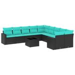 Casa si Gradina - Gradina si terasa - Mobilier exterior - Seturi mobila gradina - Set canapele de gradina cu perne, 11 piese, negru, poliratan - Infinity.ro