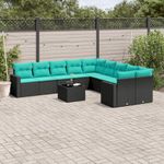 Casa si Gradina - Gradina si terasa - Mobilier exterior - Seturi mobila gradina - Set canapele de gradina cu perne, 11 piese, negru, poliratan - Infinity.ro