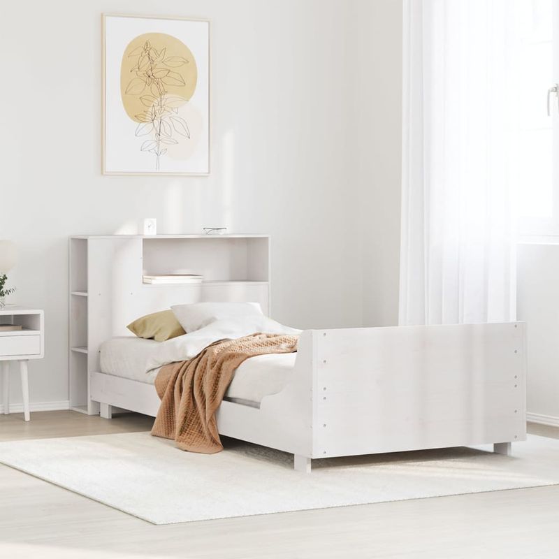 Casa si Gradina - Mobilier - Paturi si accesorii - Paturi - Cadru pat fara saltea, alb, 90x190 cm, lemn masiv de pin - Infinity.ro